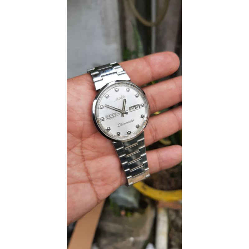 jam tangan mido chronometer silver otomatis mulus normal siap pakai jam vintage