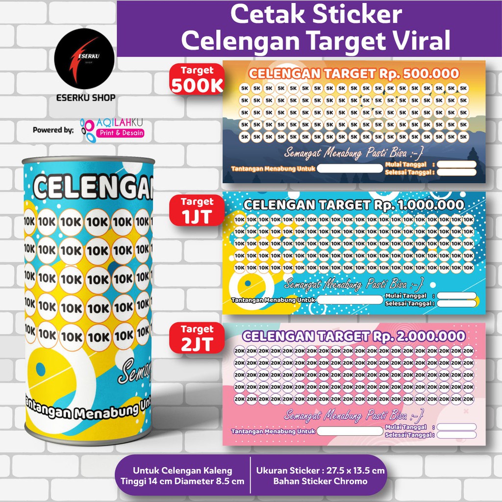 

Cetak Sticker Celengan Target Tabungan Viral (BISA COD) TANPA PO