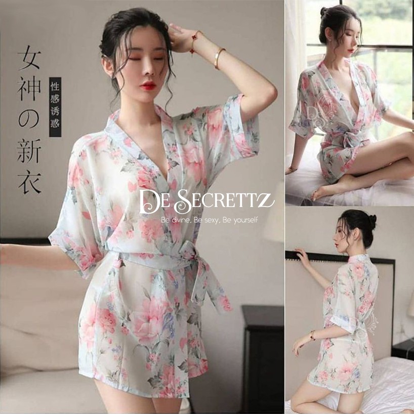 DeSecrettz HARUKA Baju Tidur Wanita Dewasa Sexy Model Bathrobe, Lingerie Sexy, G string, Baju Haram Sexy, Baju Tidur Sexy, Baju Dinas Malam