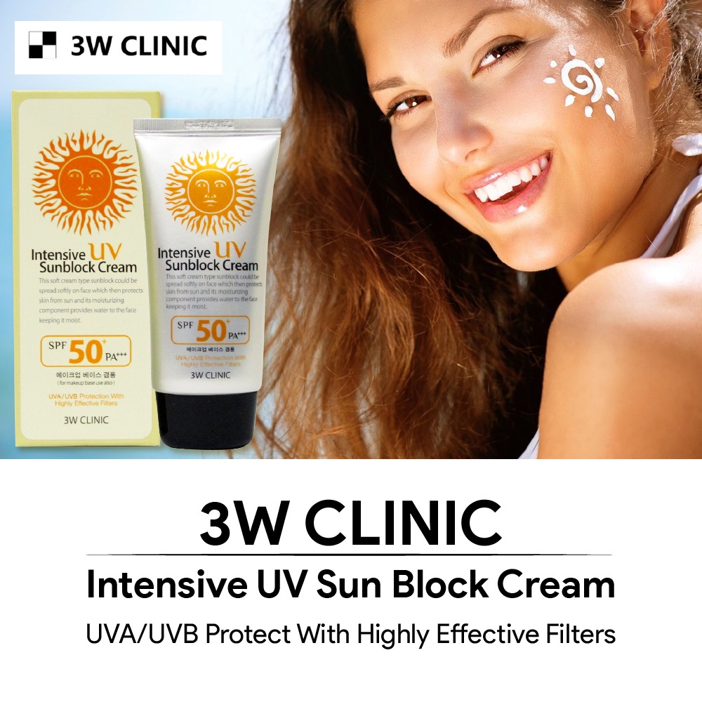 3W Clinic Intensive UV Sunblock Cream SPF 50+ PA+++ 70ml Sunscreen Sun Cream Korea Sun Block ORI HOT