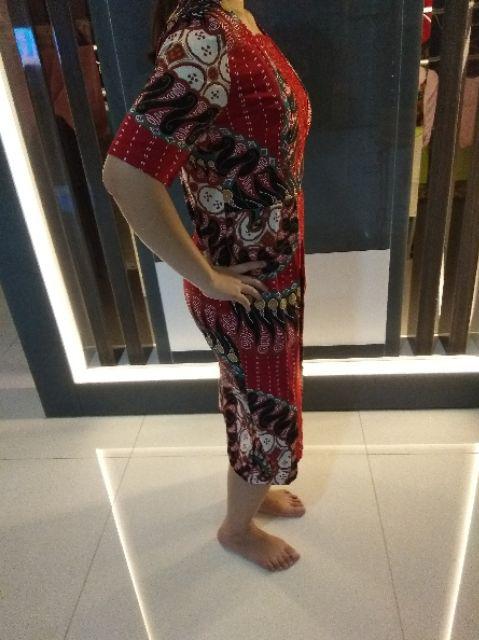 Dress Batik Solo Wanita Kombinasi Brukat Katun Stretch Sale Fit L Ng532