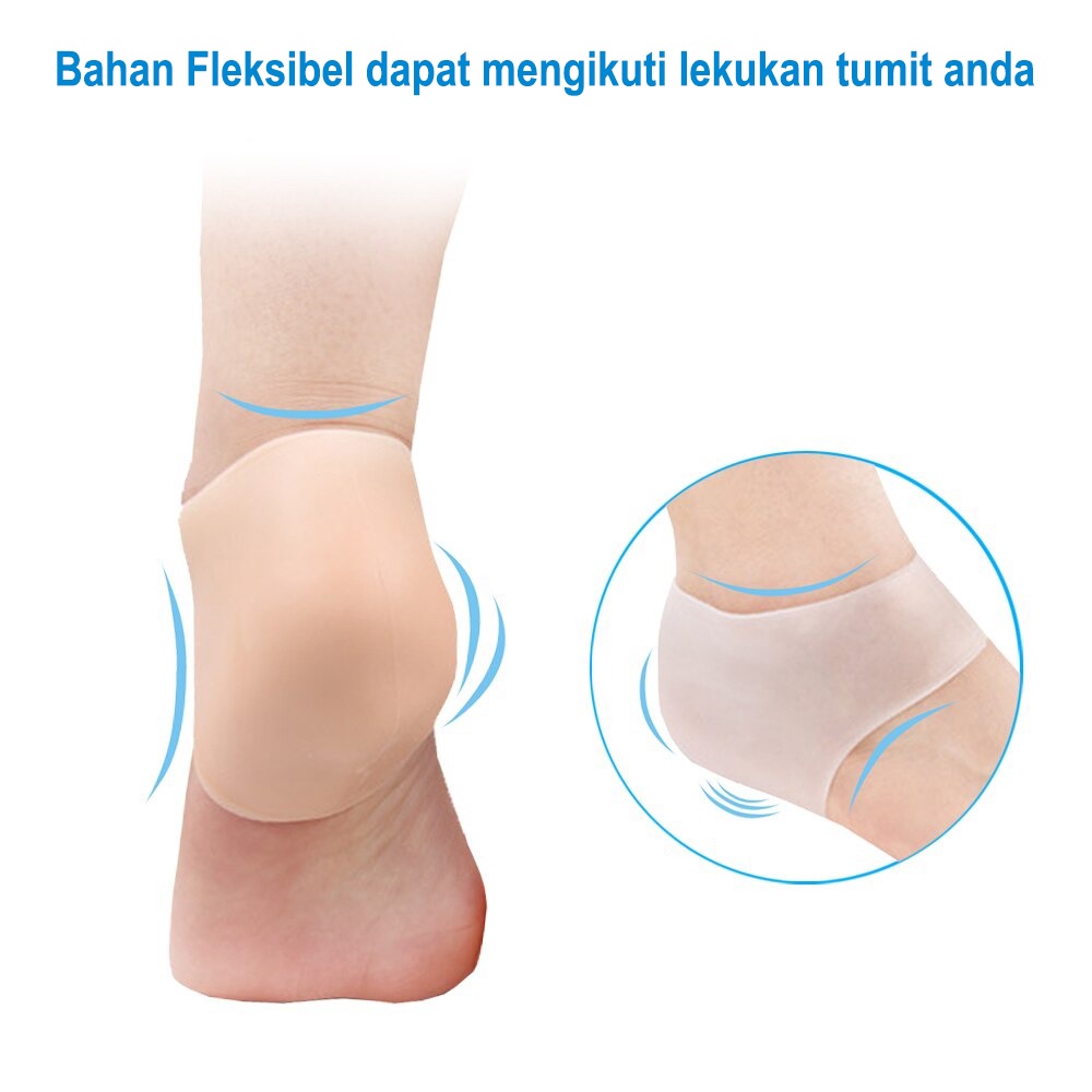 Insole Pelindung Tumit Kaki Kering dan Pecah-Pecah Bahan Silicone Gel 1 Pasang