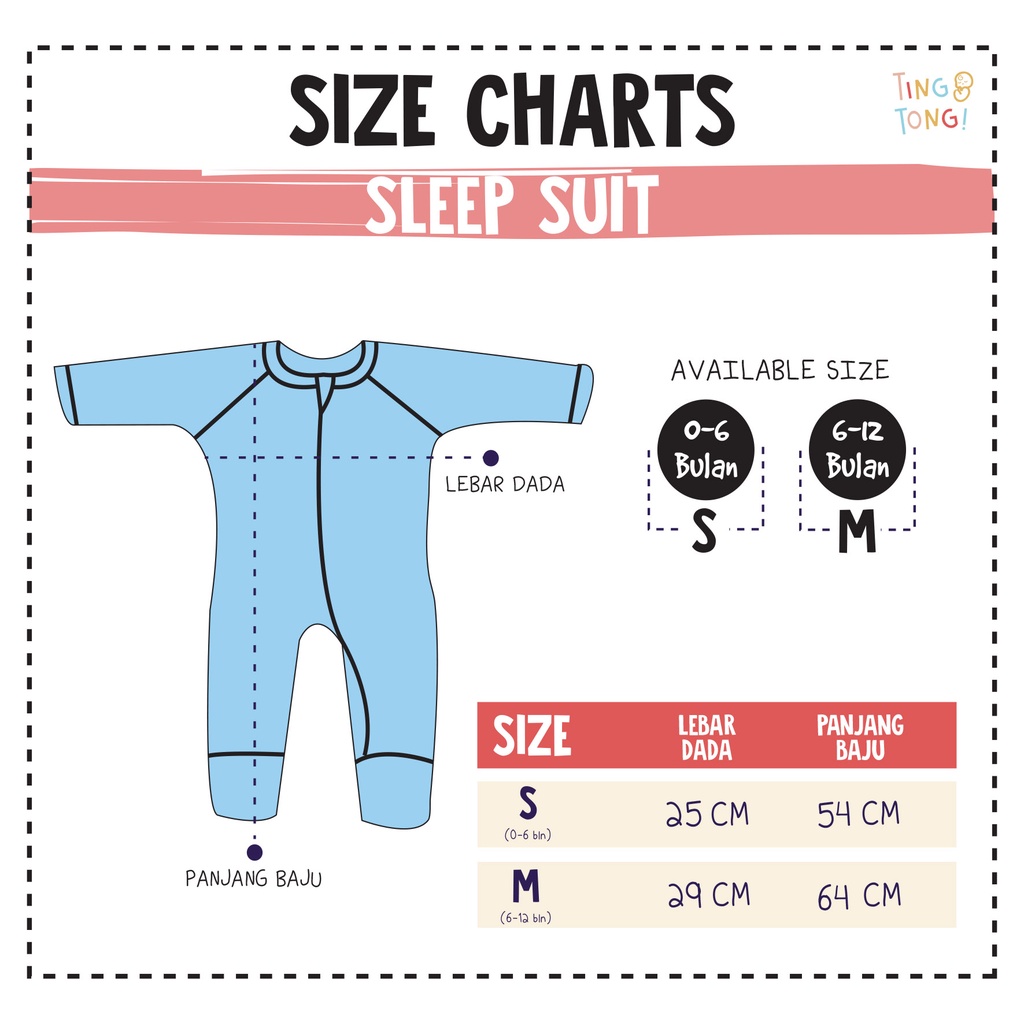 TINGTONG - Sleepsuit Baby Newborn Double Zipper - Piyama Bayi Onesies Pakaian Tidur Anak - Jumper Piyama Panjang Tutup Kaki Tangan Bayi