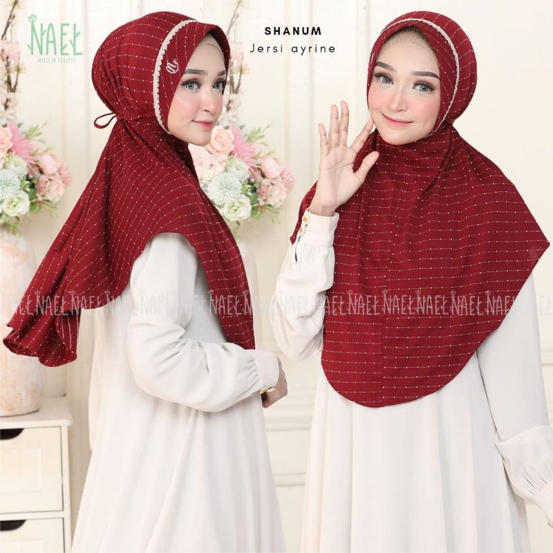 [Ori Nael] SHANUM•• hijab instan jersey ayrine••hijab bergo pad renda••hijab instan