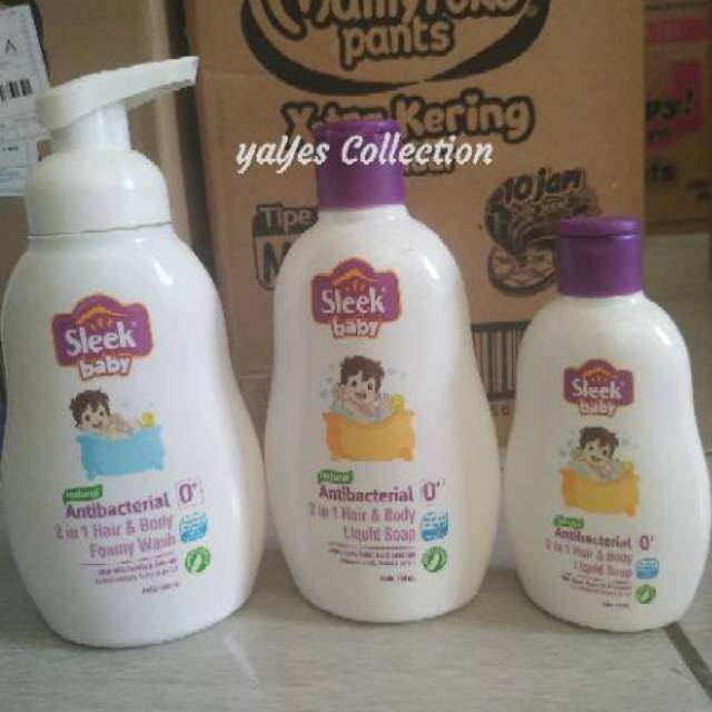 Sleek baby 120 - 250 - 300 ml botol hair &amp; body liquid soap sabun cair bayi mandi bottle 2in1 refill