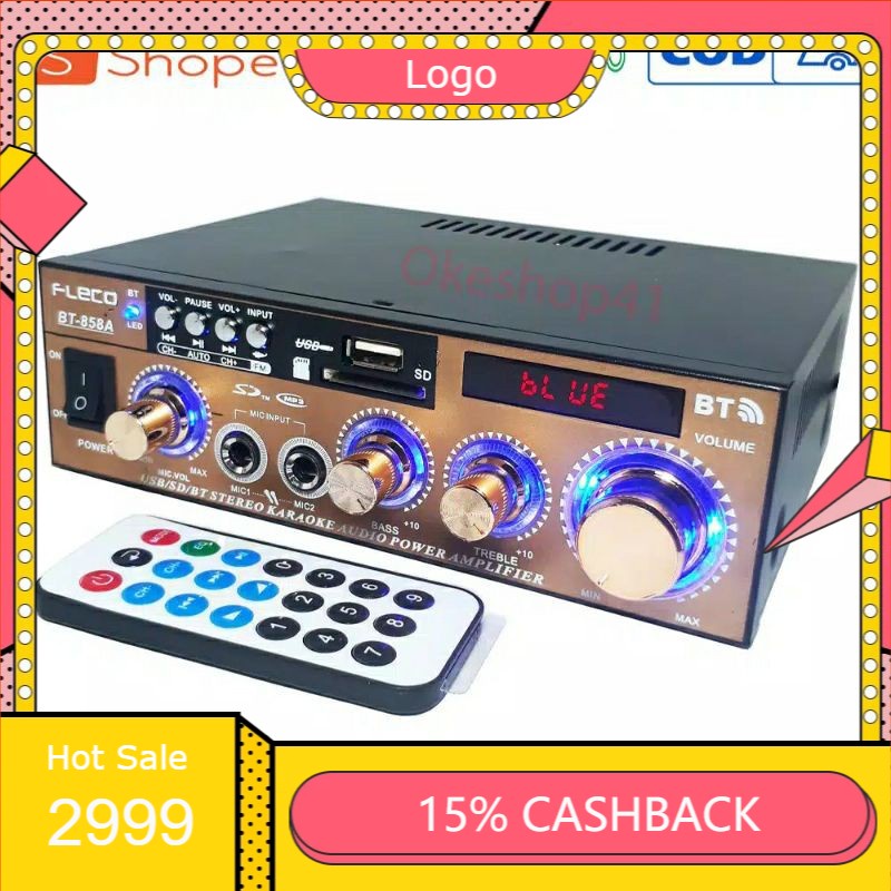POWER APLIFIER WIRELESS BT FLECO BT-858A/ POWER AMPLIFIER BLUETOOTH BT-858A