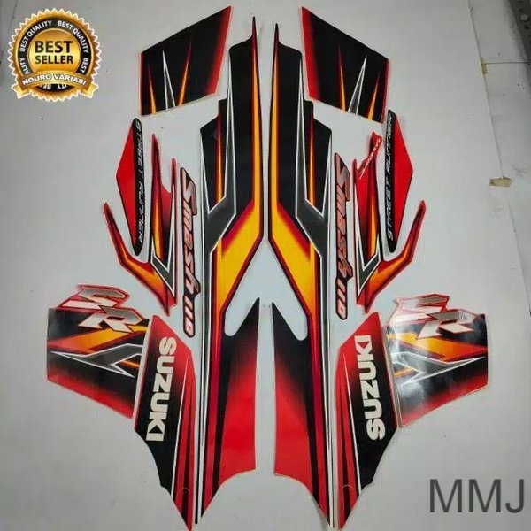 Sticker Striping Suzuki smash 110 sr 2008 hitam merah