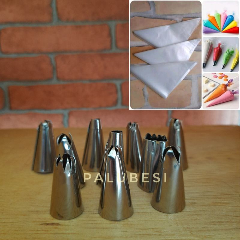 Spuit Lokal Isi 10 Karakter Bahan Stainless &amp; Pipping bag