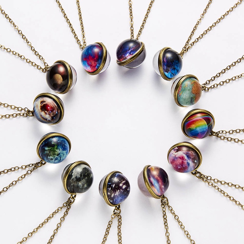 Luminous Universe Planet Galaxy Glow in the Dark Double Sided Glass Necklace Hot