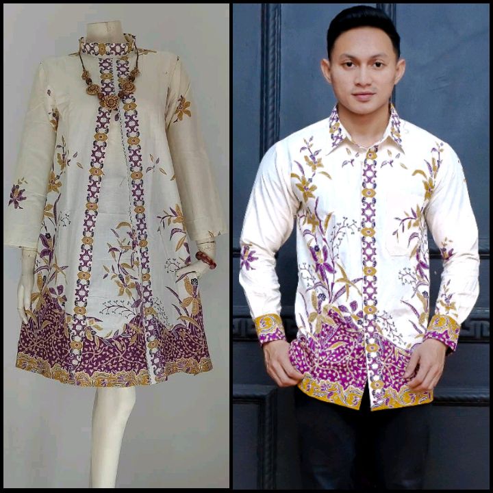Couple Dress Tunik Batik Pesta Elegan Modern Kemeja Seragam Kondangan Primisima Motif Cantik Bella 8