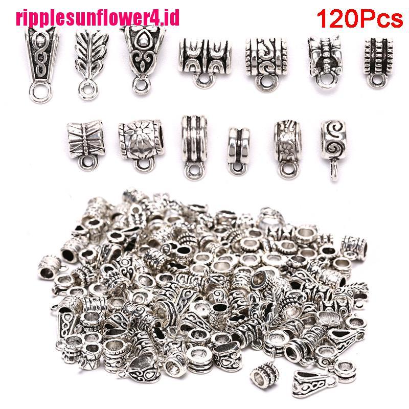 120pcs Konektor Manik-Manik Spacer Bail Tube Bahan Metal Untuk Membuat Perhiasan