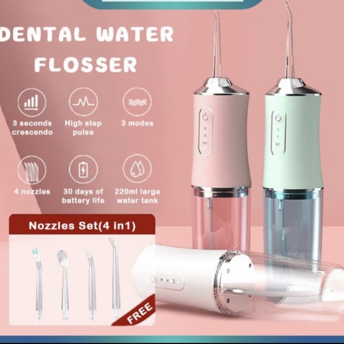 360° Water Dental Floss USB Flushing Gigi Portable Oral Irrigator Pembersih Gigi Lidah Semprotan Kotoran