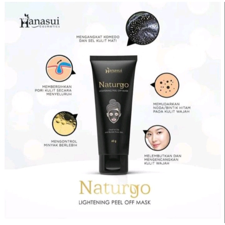 [BISA COD] Masker Wajah Naturgo BPOM Hanasui Hitam Tube Pembersih Komedo Jerawat Ampuh Praktis Masker Lumpur