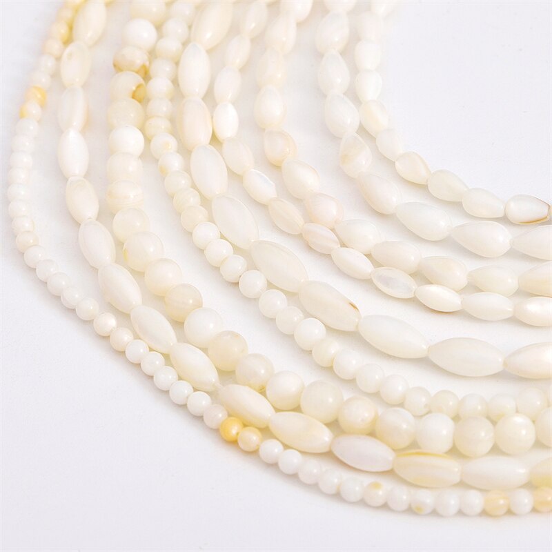 34-115 Pcs Natural Oval Round Drop Water Shell Ibu Dari Mutiara Longgar Spacer Manik-manik untuk Membuat Perhiasan DIY Gelang Kalung