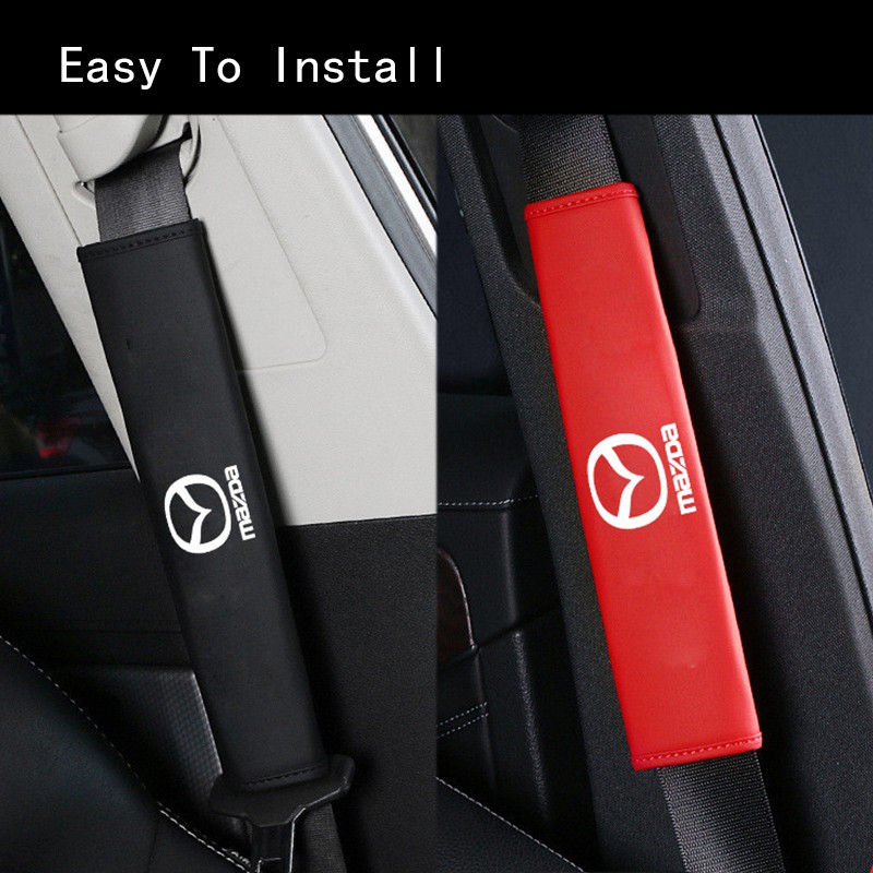 Car Seat Belt Cover Universal Leather Auto Safety Belt Shoulder Protector Strap Pad Cushion Cover For Mazda CX5 Mazda 3 2 6 5 CX3 RX8 BT50 323 CX8 CX30 RX7 626 CX7 NX5 CX9