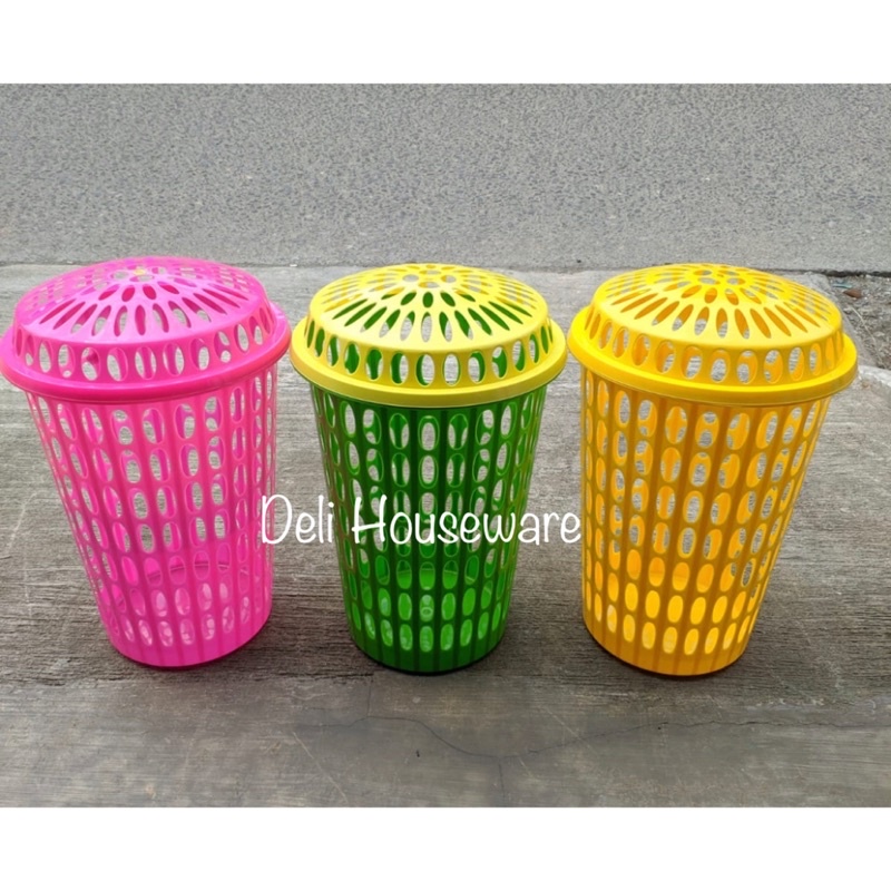 Keranjang Baju Laundry / Keranjang Baju Kotor Bulat Plastik