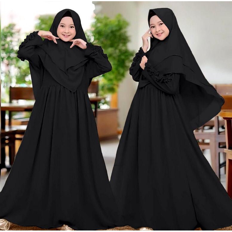 FenishaStore Gamis Syari Kids Aiza Bahan Moscrepe UMUR 12-14 TAHUN Fashion Hijab Kids Gamis Anak Perempuan Dress Anak Murah Gamis Syari Set Anak Model Terbaru