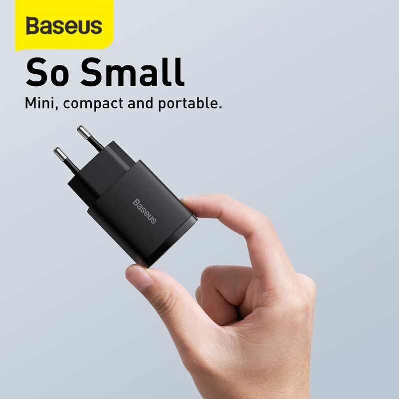 Baseus Kepala Charger Quick Charger QC3.0 Type-C+USB 20W PD Fast Charge