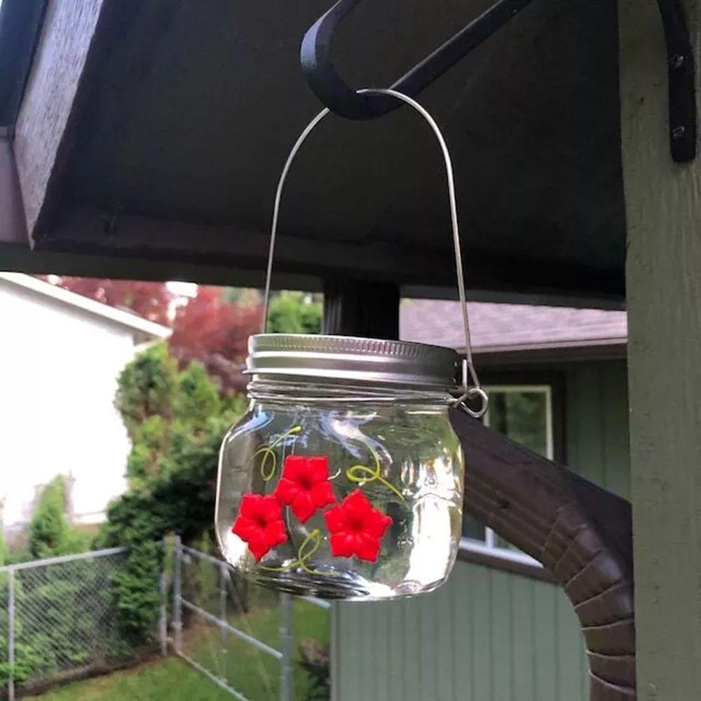 [Elegan] Hummingbird Feeder Kreatif Padat Portabel Gaya Gantung Dengan Bunga Perlengkapan Burung Plastik