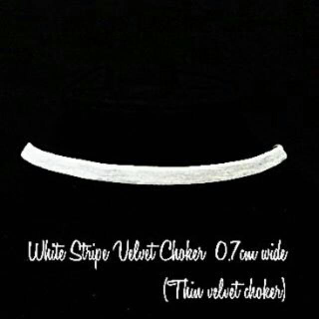 White Stripe Plain Velvet Choker / Thin Velvet Choker Necklace | Kalung Handmade