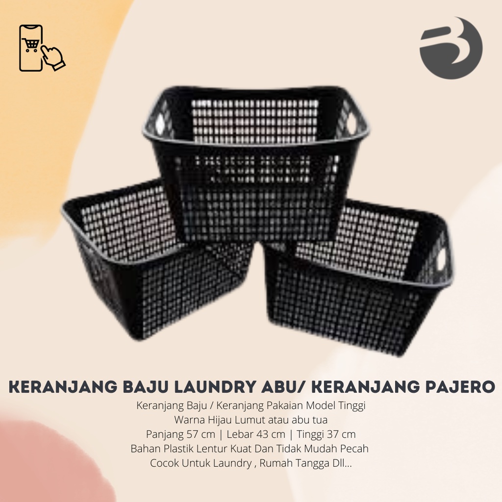 KERANJANG PAKAIAN BAJU LAUNDRY ABU / KERANJANG BAJU KOTOR / KERANJANG PAJERO / RIGEN SERBAGUNA