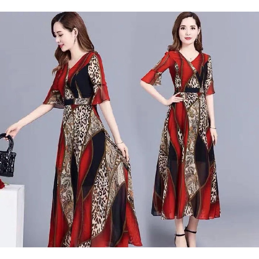 TGM - dress wanita / long dress / dress import korea / dress korea / midi dress korea / Gaun Hepburn Baru