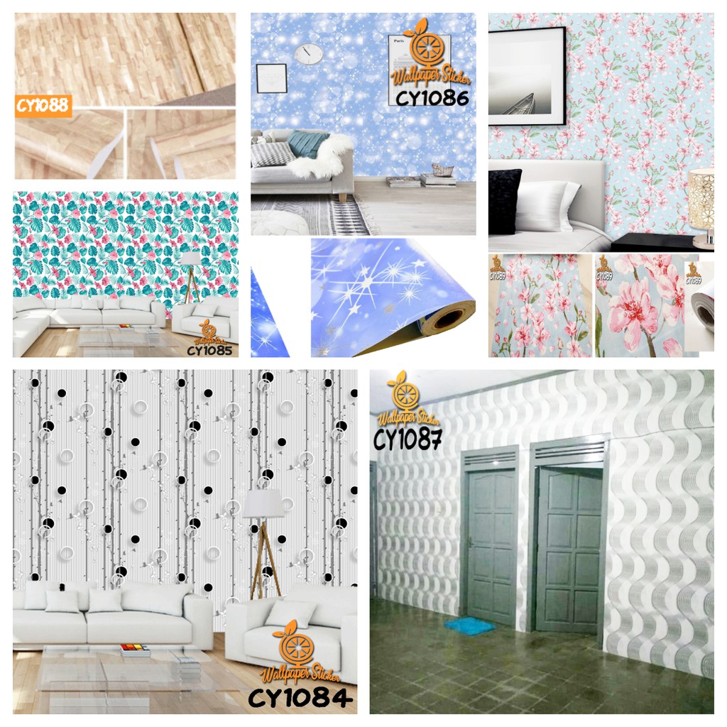 Wallpaper motif Wallpaper Aestetic Dekorasi dinding Wallpaper Dinding Wallstiker kamar tidur Wallpaper Hiasan dinding Polkadot Bunga Cy