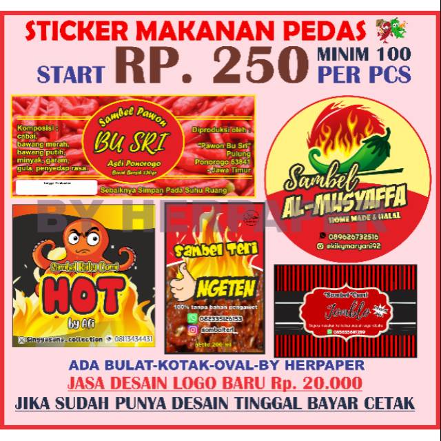 Stiker Makanan Pedas Stiker Seblak Stiker Sambal Stiker Logo Produk Stiker Bumbu Stiker Makanan Shopee Indonesia