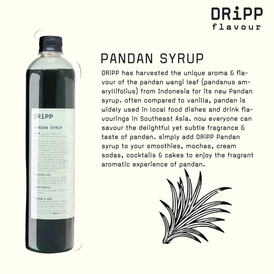 

DRiPP Pandan Syrup - Sirup Perisa Minuman Rasa Pandan untuk HORECA