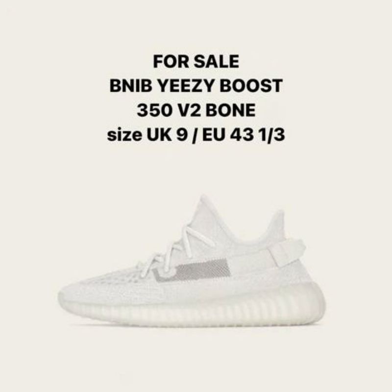 (NEW) BNIB Adidas Yeezy Boost 350 V2 Bone Size UK9 / EU43 1/3