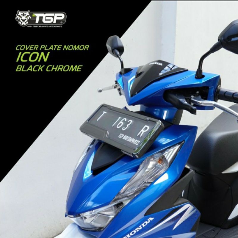 Cover plat motor TGP icon black chrome universal fazzio nmax adv pcx vario aerox beat dll