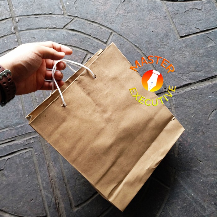 Paper Bag Polos M Coklat - 22.5 x 25 x 8.5 cm - Tas Kertas Sedang