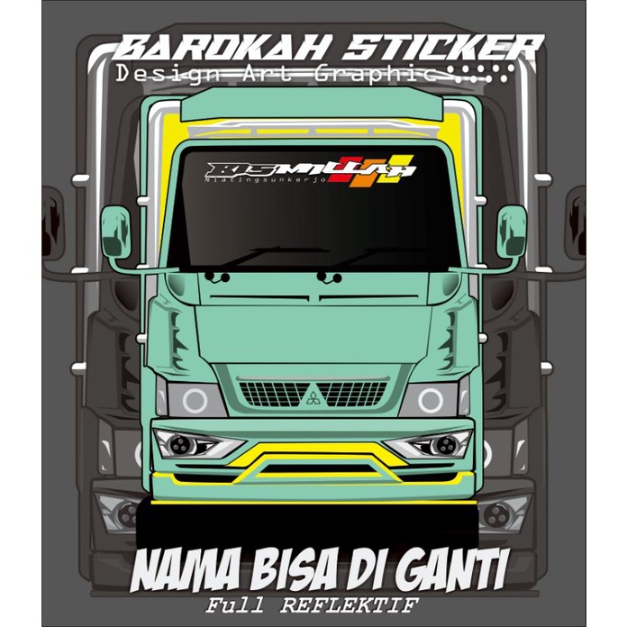 cutting sticker bismillah truck / mobil kaca depan