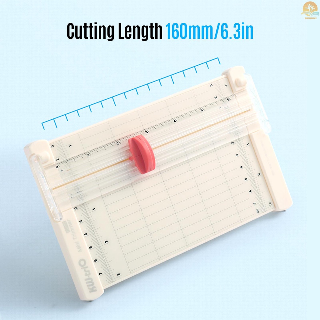 KW-trio Mini Portable Paper Cutter Craft Paper Trimmer 6.3 Inch Cutting Length with Straight Cutter Head Scale Design for Paper Photos Pictures Cards Scrapbooking Tool