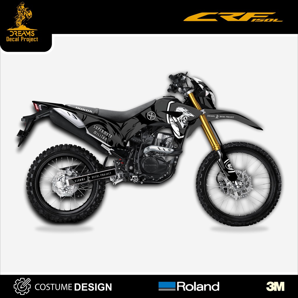 Decal CRF 150L Supermoto Militan Hitam Abu