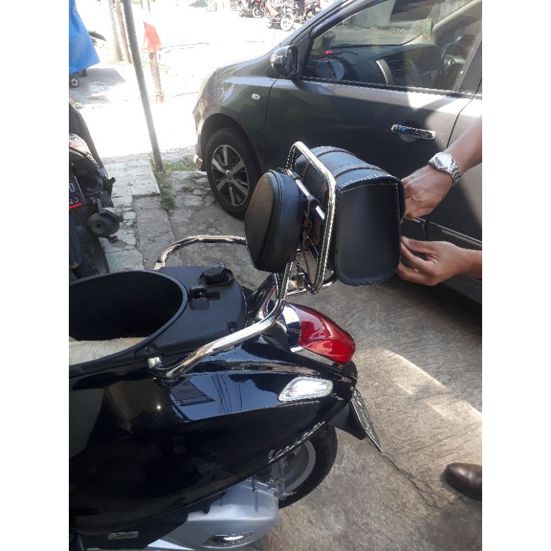 Beckrack+jok dilengkapi tas belakang aksesoris vespa primavera&sprint