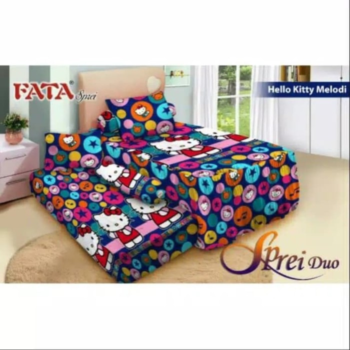 SPREI FATA KASUR SORONG 2IN1 120X200 - HELLO KITTY MELODI