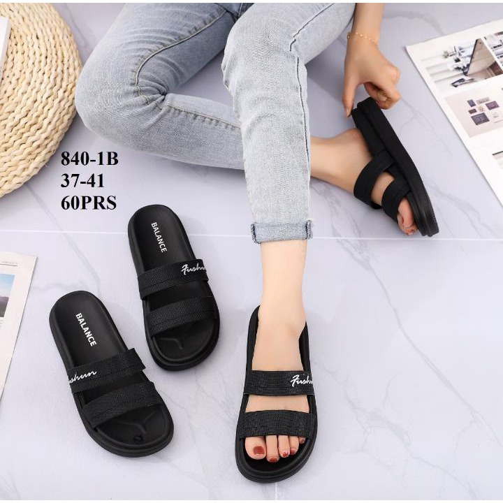 Sandal Jelly Wanita Slop Karet Import Bahan Empuk Ban 2 Balance 840