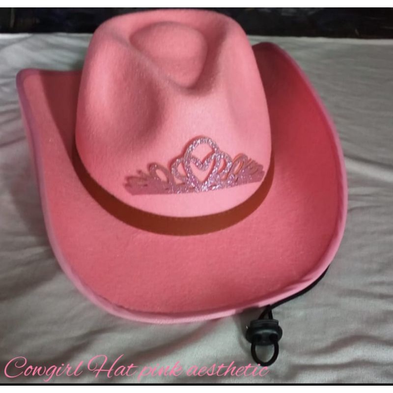 Topi cowgirl hat cowboy fedora pink hat