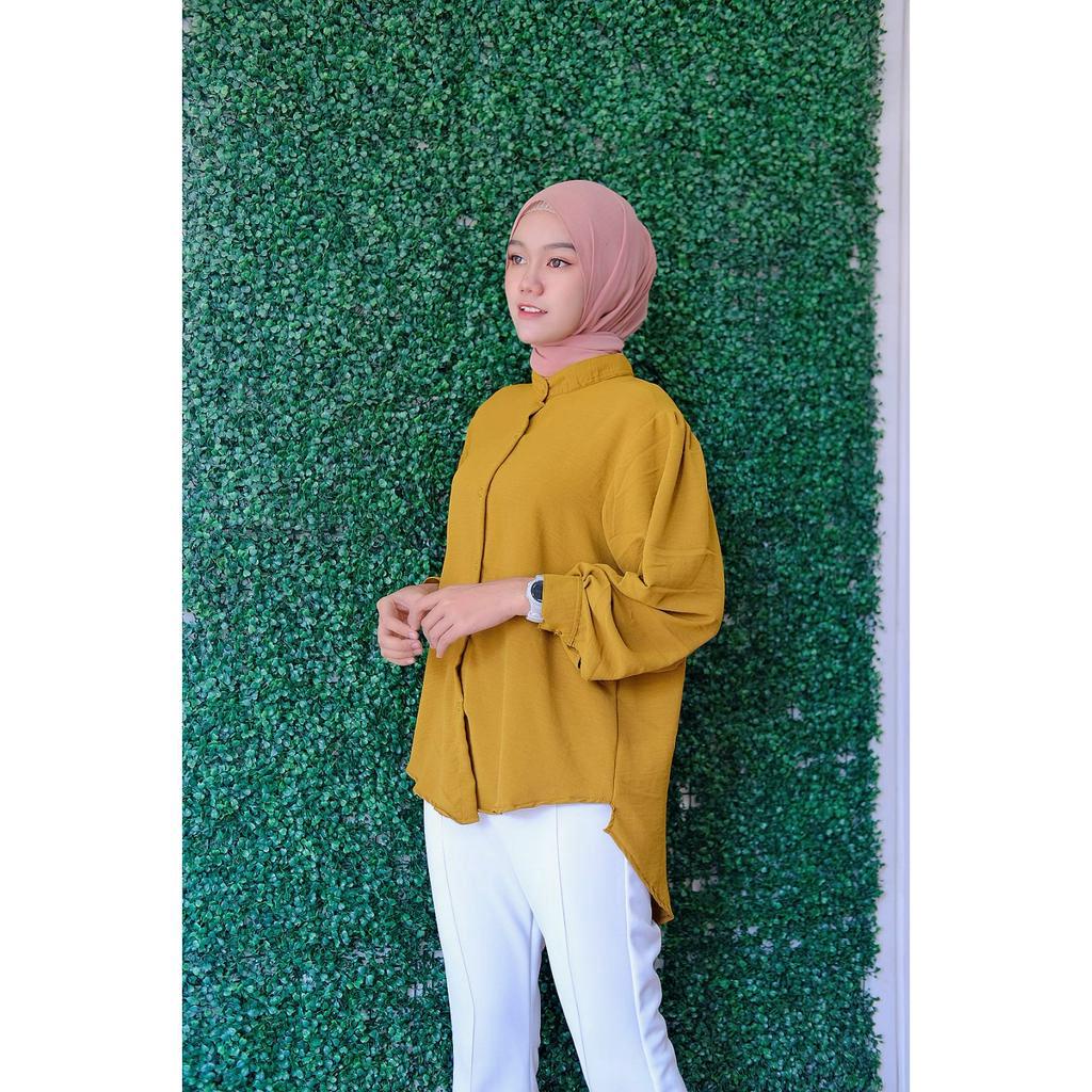 Gewa Kemeja Crinkle Oversized Olivia Shirt - Daily Blouse Oversize Polos - OLIVIA SHIRT KEMEJA WANITA OVERSIZED LINEN