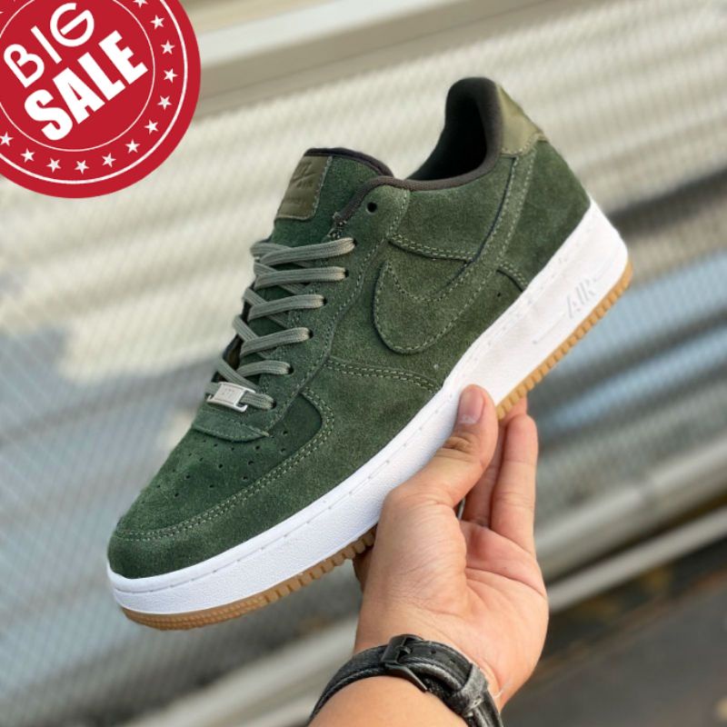 Nk Air Force 1 Low Olive Green Sol Gum Premium Quality Sneakers Pria