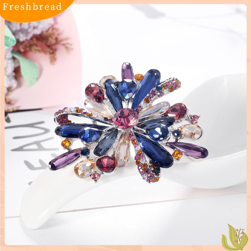 Terlaris Brooch Fashionable Dress-up Colored Flower Rhinestone Inlaid Badges Pin for Celebration