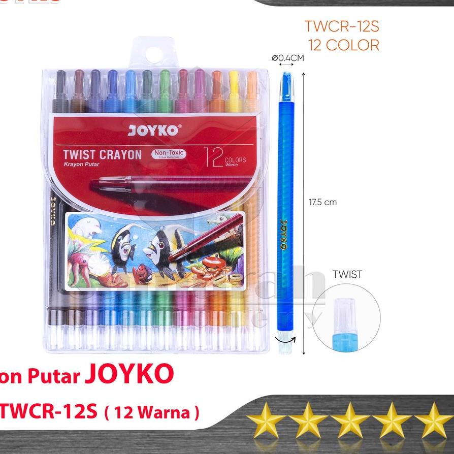 

ナ Crayon Joyko TWCR-12s 12 Colours / Krayon Putar Mewarnai isi 12 Warna / Twist Oil Pastel TWCR 12s