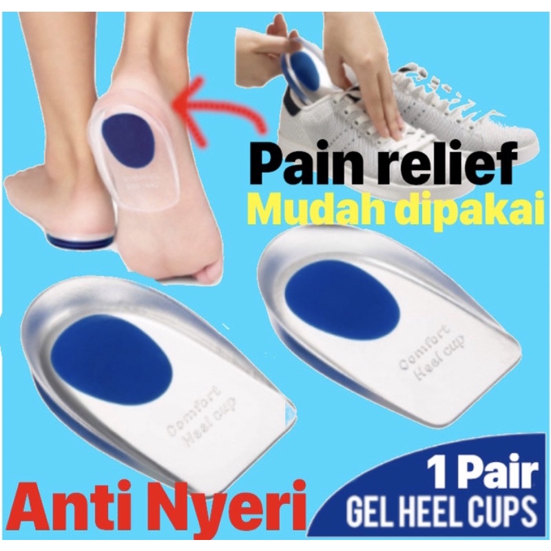Insoles Gel Alas Tumit Plantar Soft Silikon Gel Half Heel Spur Pain Woman 1 Pasang - Insole Terapi