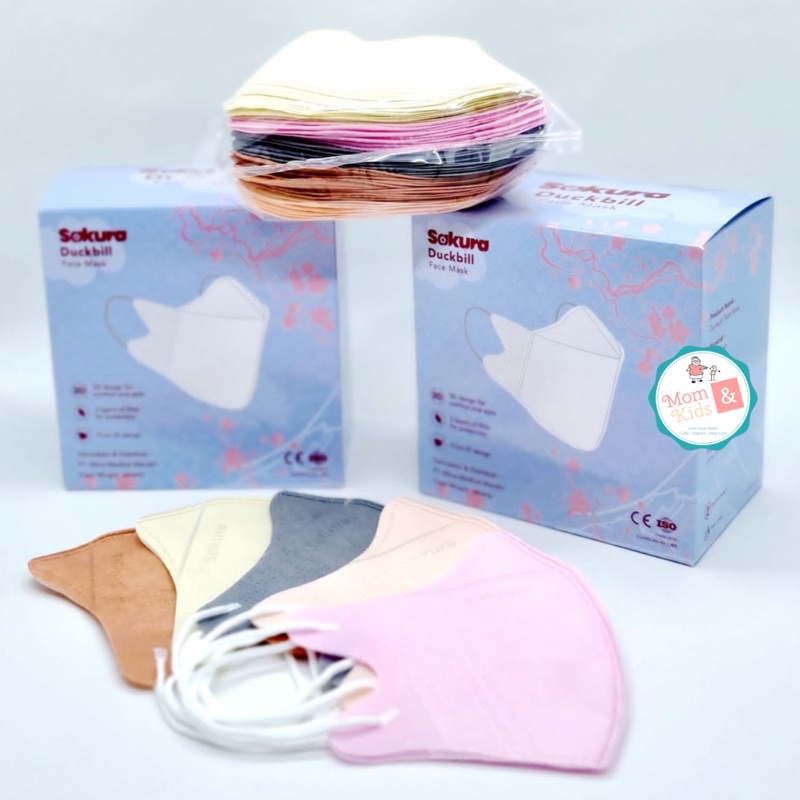 Masker Duckbill Sakura 3ply 50pcs by SEVEN | Premium Mask Kemenkes