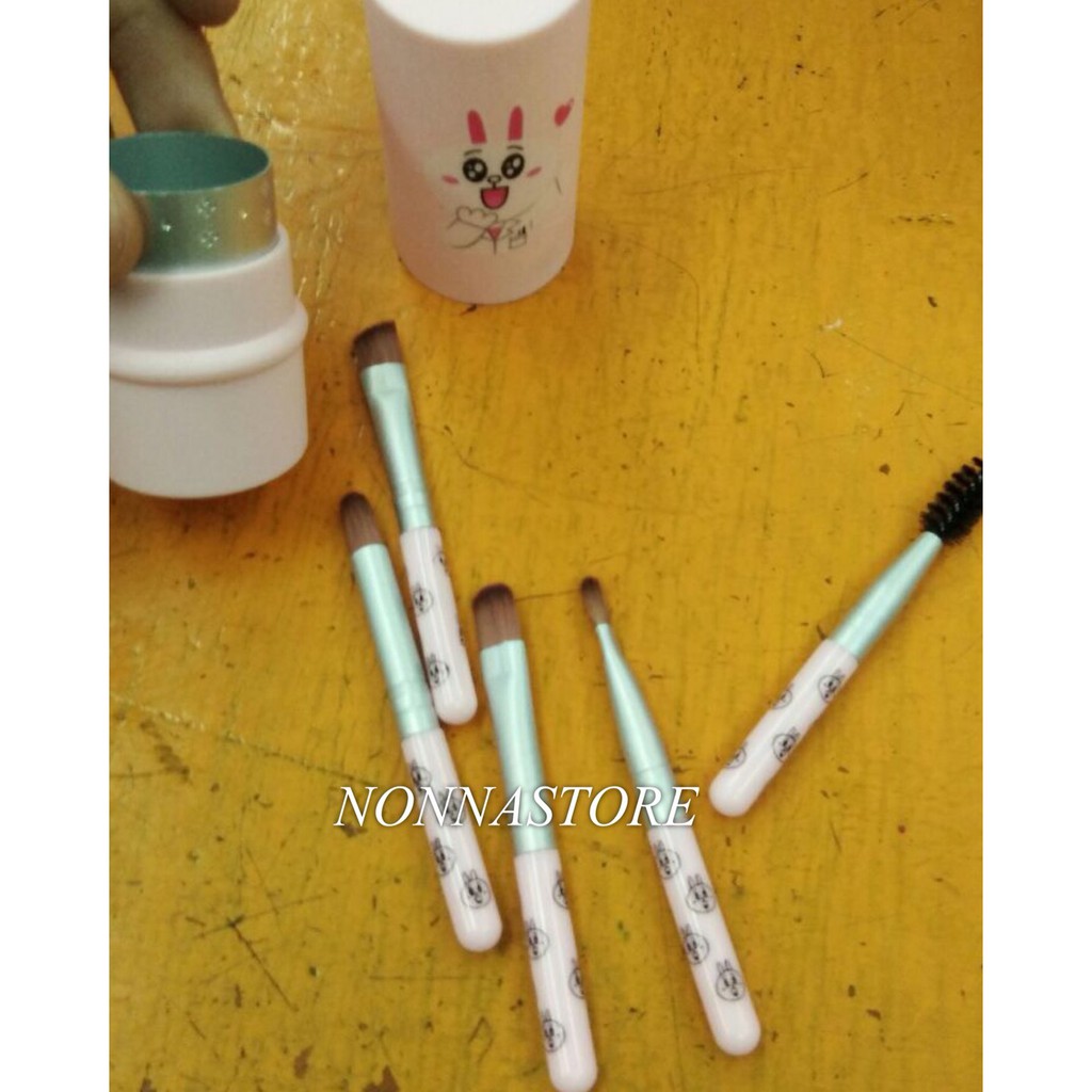 Kabuki or Blush or Mini Brush Tube Eye Set brush Retractable LINE JAPAN CONY RABBIT BROWN SALLY