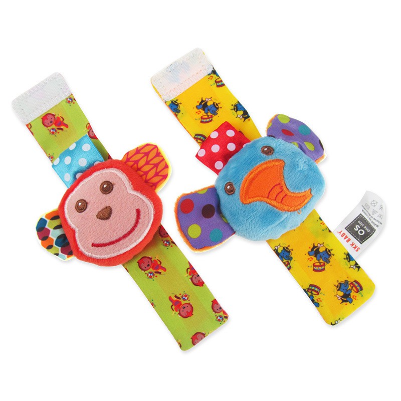 SKK Baby Wrist Rattle and Socks Set - Elephant Monkey