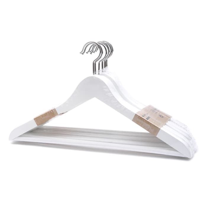 GANTUNGAN BAJU HANGER KAYU PUTIH SET ISI 8 LAUNDRY CLOTHES HANGER