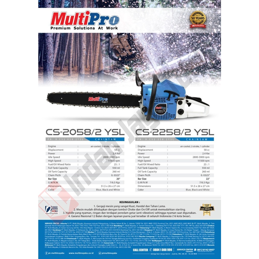 Mesin ChainSaw Multipro 20&quot; 2 Tak - Gergaji Potong Pohon Kayu