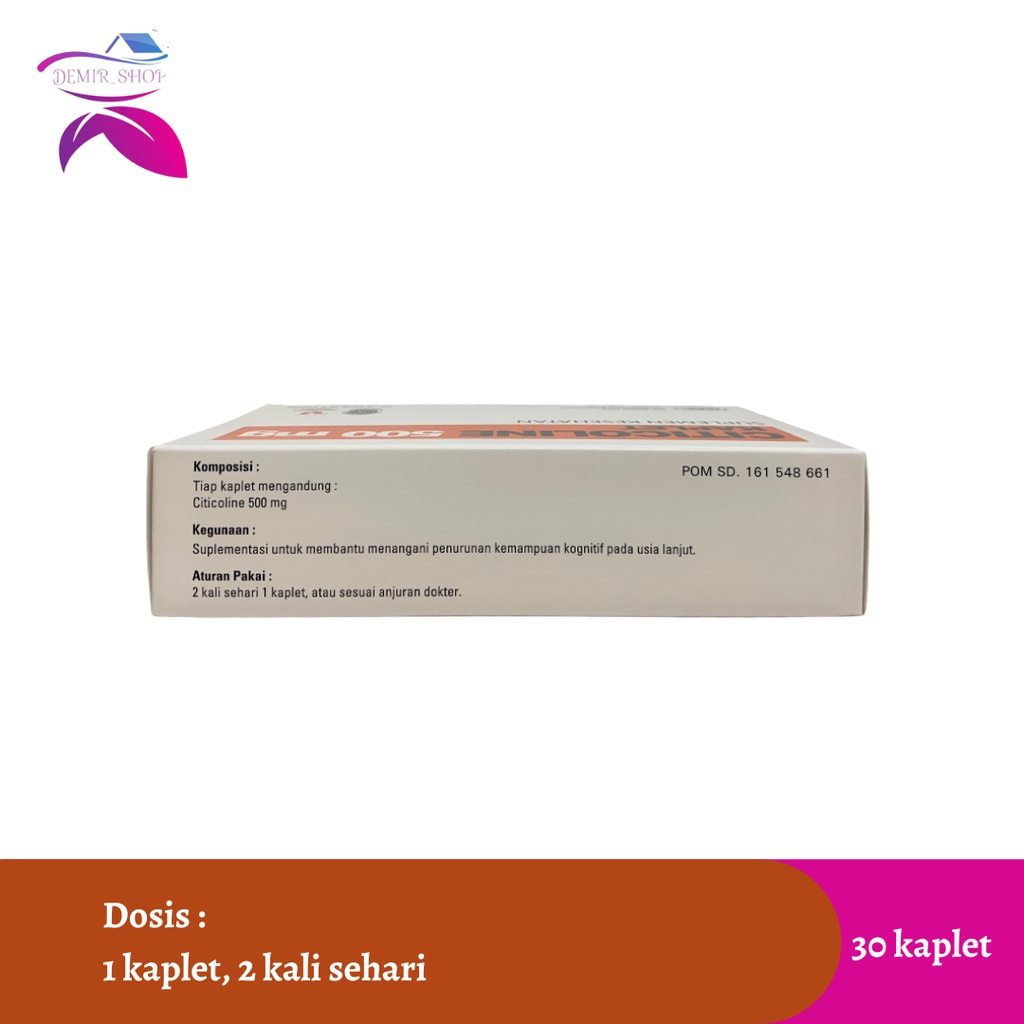 Citicoline 500 mg Box 30 Kaplet Mahakam Suplemen Otak / Pasca Stroke